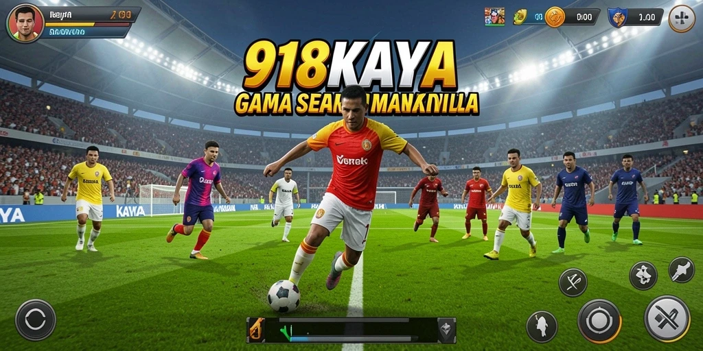 Tampilan permainan 918KAYA dengan aksi sepak bola yang menegangkan.