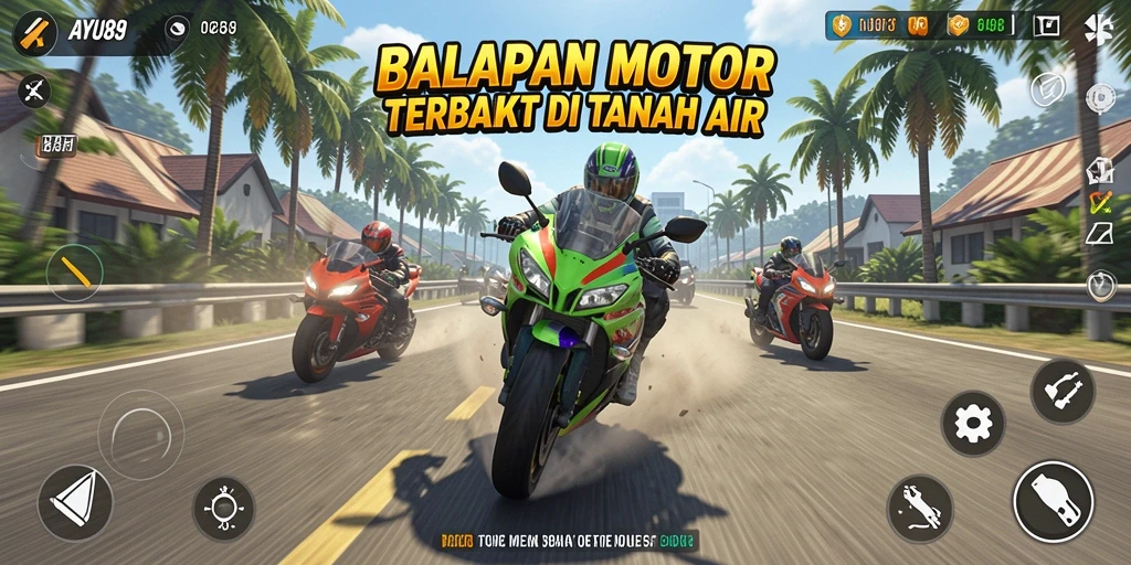 Gameplay balapan motor yang seru dan mendebarkan di AYU89.