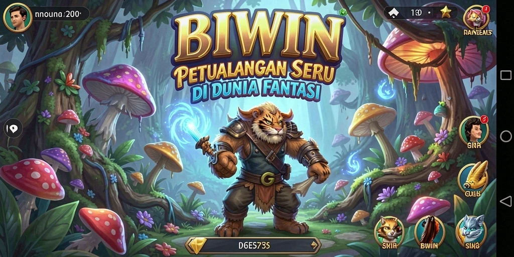 Tampilan gameplay seru BIWIN di dunia petualangan yang fantastis.