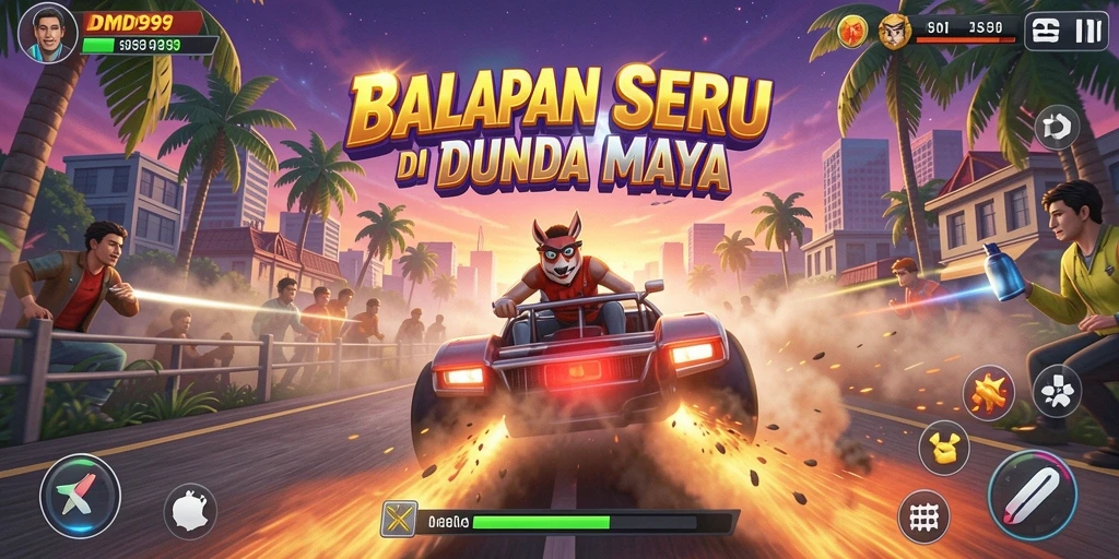 Tangkapan layar DMD999 menunjukkan aksi balapan yang penuh adrenalin.