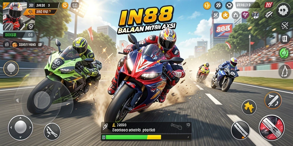 Tampilan menarik dari gameplay balapan motor yang seru.