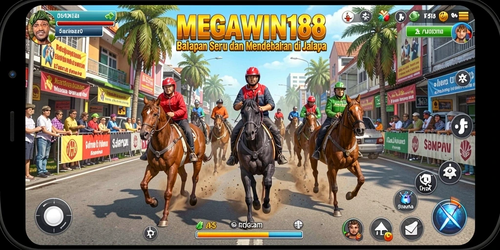 Screenshot gameplay MEGAWIN188 yang seru dan penuh aksi balapan.