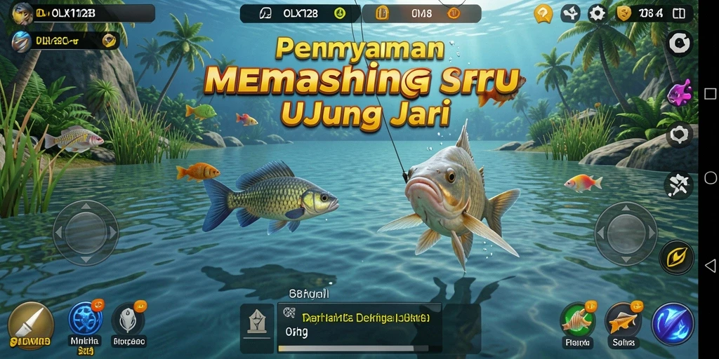 Gameplay seru OLX128 dengan berbagai ikan yang menarik.