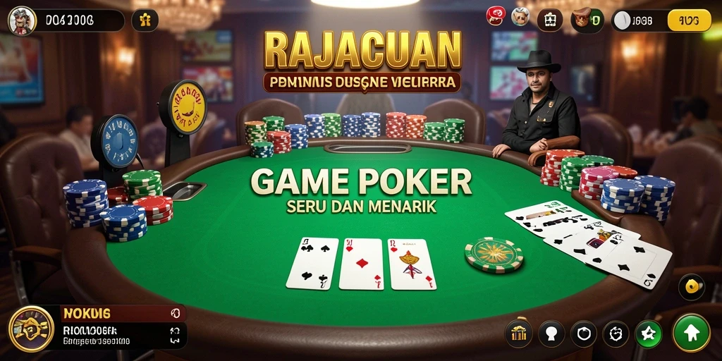 Tampilan gameplay RAJACUAN dengan suasana poker yang seru.