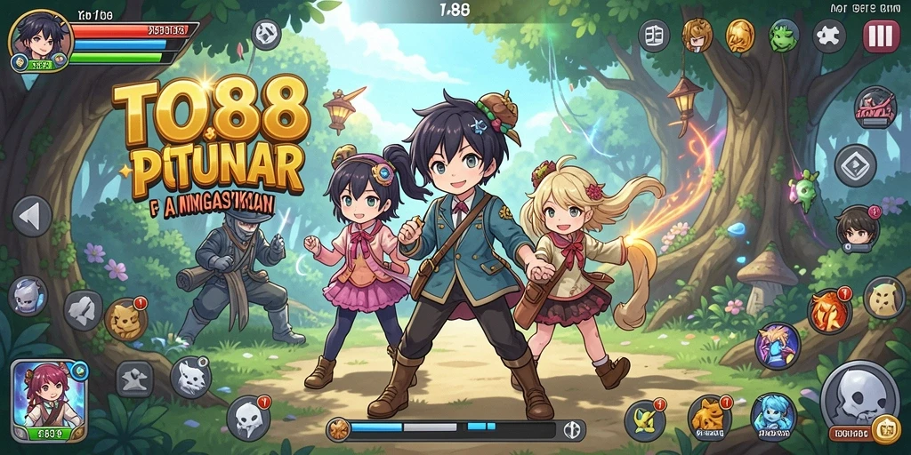 Tampilan gameplay TO88 yang seru dan menawan dengan karakter anime.