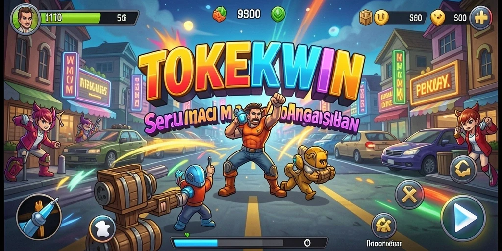Tangkapan layar dari gameplay TOKEKWIN yang penuh aksi.